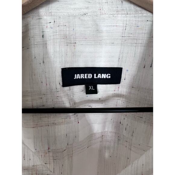 Jared Lang XL White Gray Plaid Button Up Shirt with Multicolor Flecks - Picture 5 of 6